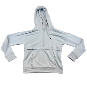Under Armour Womens Quarter Zip Hoodie Blue Mesh Shoulder Thumbhole Size Medium